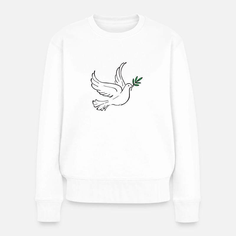 Weiße Taube, Friedenstaube, Frieden, Liebe - Frauen Premium Bio Pullover - Weiß