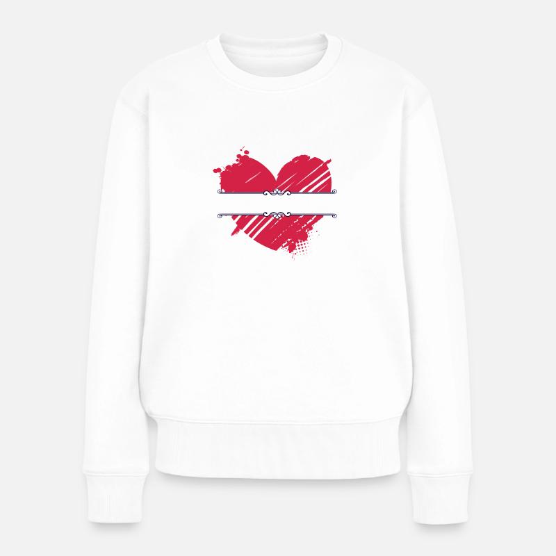 rote Herzspalte - Frauen Premium Bio Pullover - Weiß