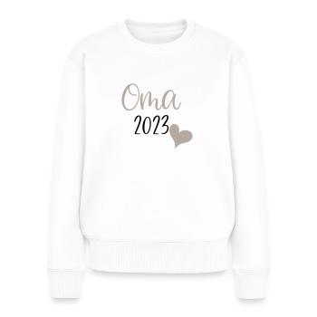 Oma 2023 - Frauen Premium Bio Pullover - Weiß - Vorne - Julia (174cm)