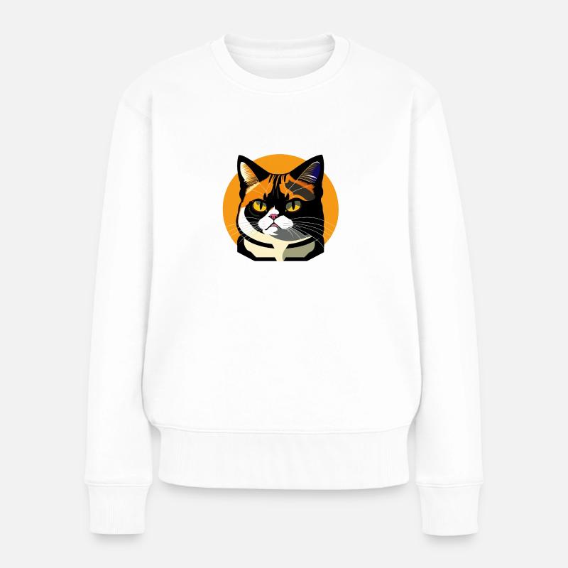 Katze - Frauen Premium Bio Pullover - Weiß