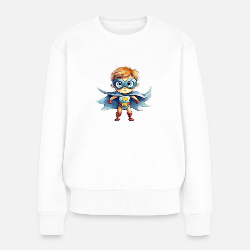 Illustration de l’aquarelle de super-héros - Pull Premium bio Femme - blanc