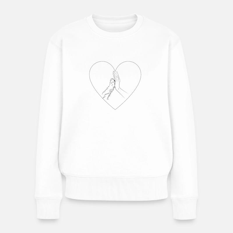 Mensch und Tier - Frauen Premium Bio Pullover - Weiß