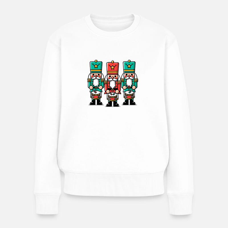 Weihnachtliche Nussknacker - Frauen Premium Bio Pullover - Weiß