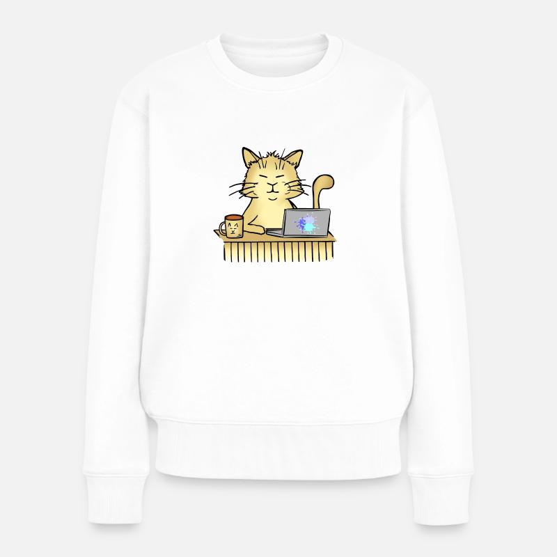 Chat de bureau - Pull Premium bio Femme - blanc