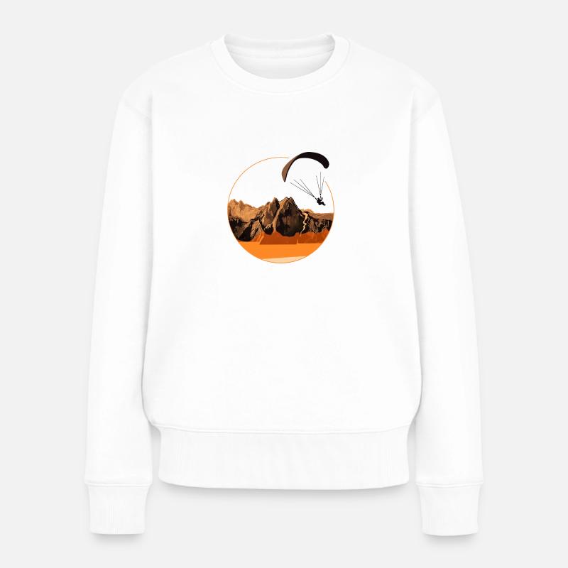 Paragliding Gleitschirmfliegen Berge retro - Frauen Premium Bio Pullover - Weiß