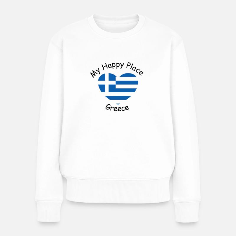 My happy place: greece - Frauen Premium Bio Pullover - Weiß