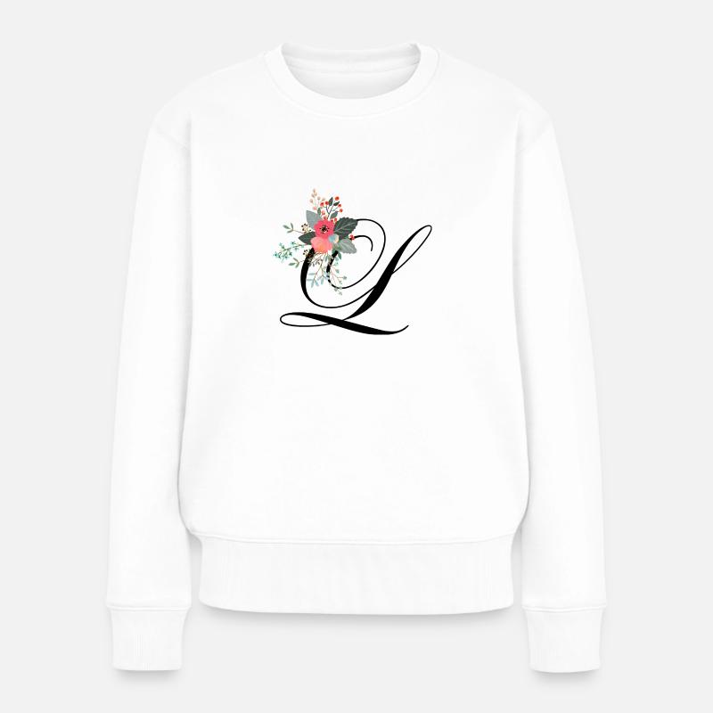 Lettre l fleuris - Pull Premium bio Femme - blanc