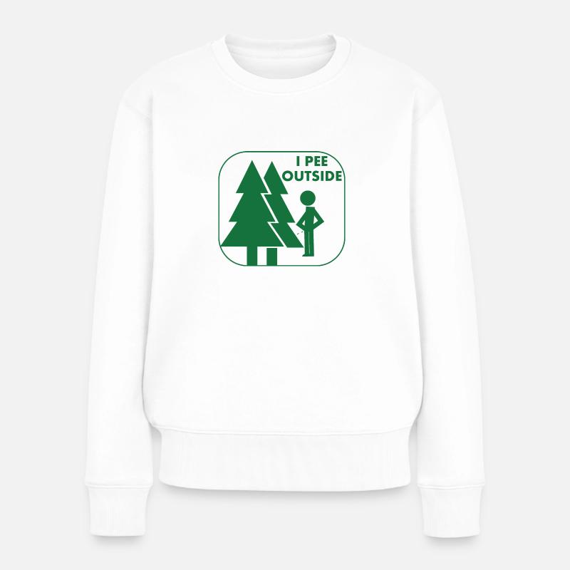I pee outside - Frauen Premium Bio Pullover - Weiß