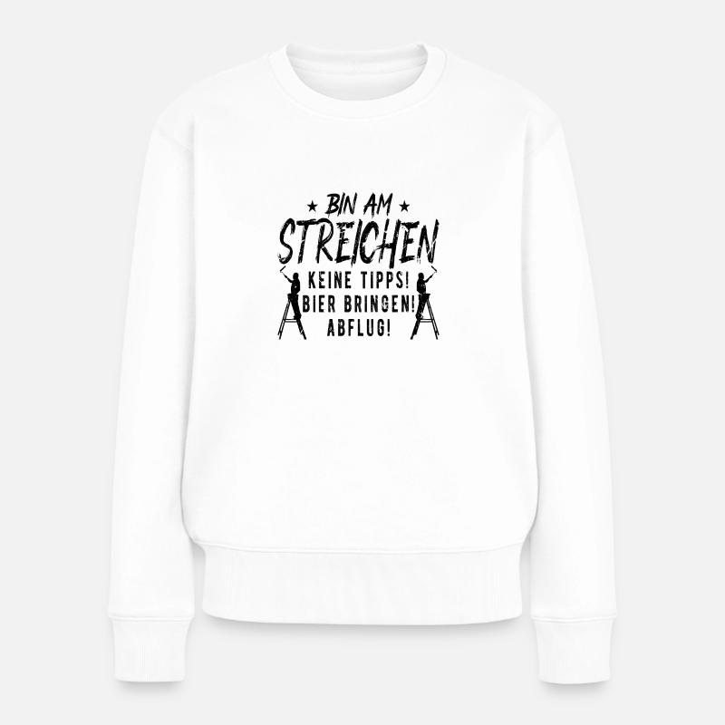 Maler Lackierer Spruch Lustig Meisterprüfung Maler - Frauen Premium Bio Pullover - Weiß