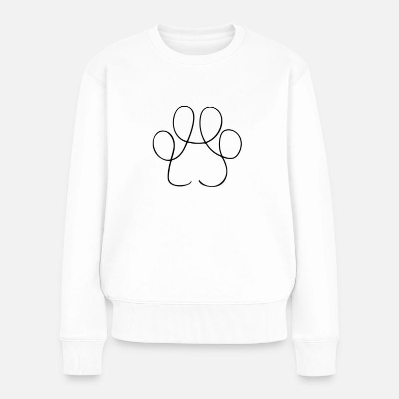Pfote Line Art - Minimalistisch - Frauen Premium Bio Pullover - Weiß