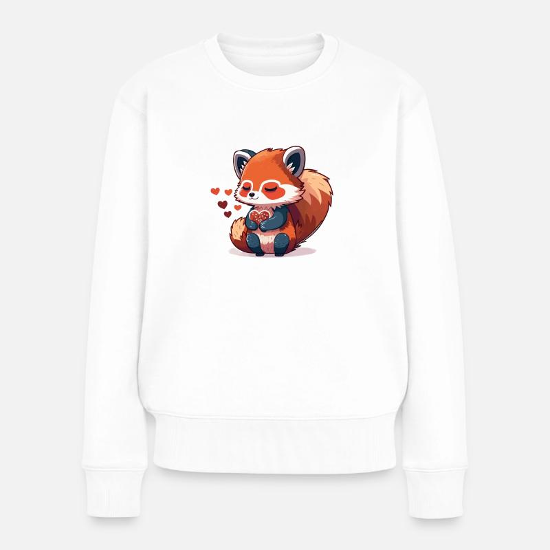 panda roux avec cœur - Pull Premium bio Femme - blanc