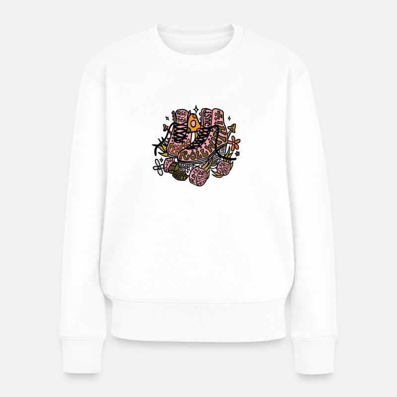 Rollschuh Skates Inlineskates - Frauen Premium Bio Pullover - Weiß