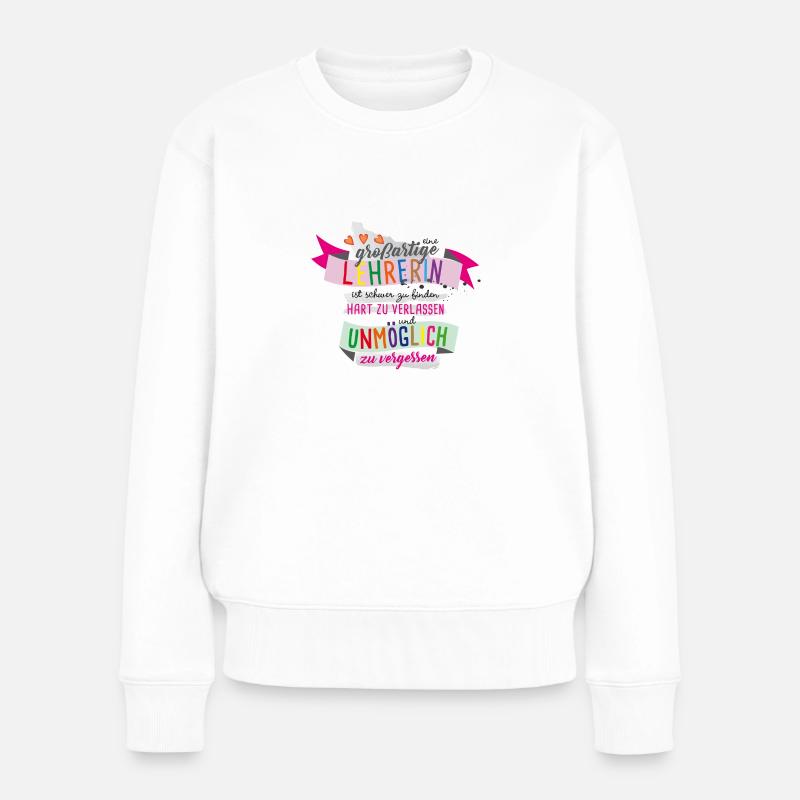 Großartige Lehrerin - Frauen Premium Bio Pullover - Weiß