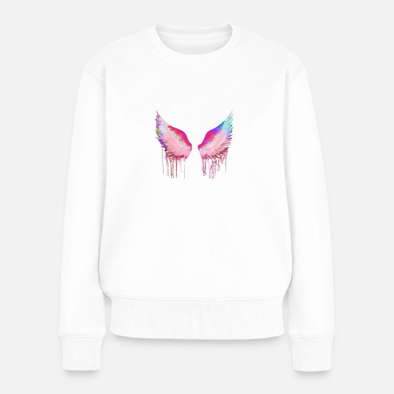 Flügel,angelwings, engelsflügel,bunt - Frauen Premium Bio Pullover - Weiß