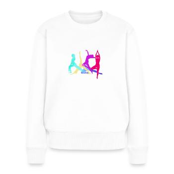 turnierin, yoga,sport,übungen,tanzen,gymnastik - Frauen Premium Bio Pullover - Weiß - Vorne - Julia (174cm)