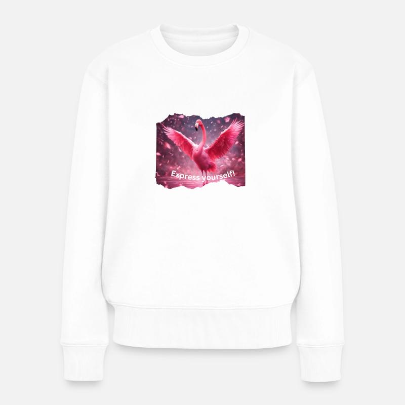 Flamingo Express yourself - Frauen Premium Bio Pullover - Weiß