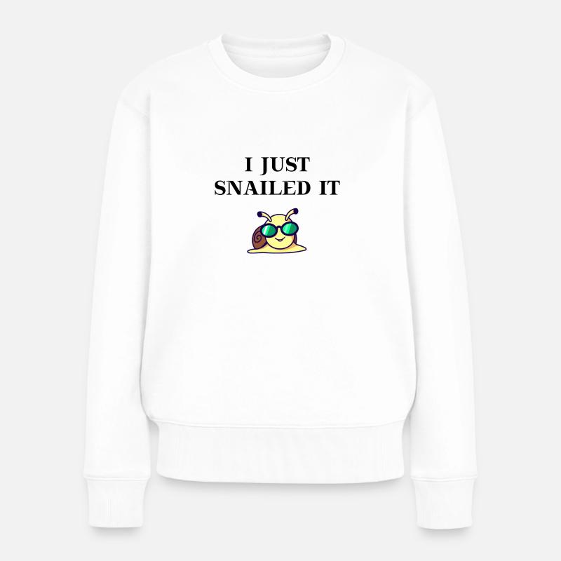 Schnecke I just snailed it lustig Geschenkidee - Frauen Premium Bio Pullover - Weiß