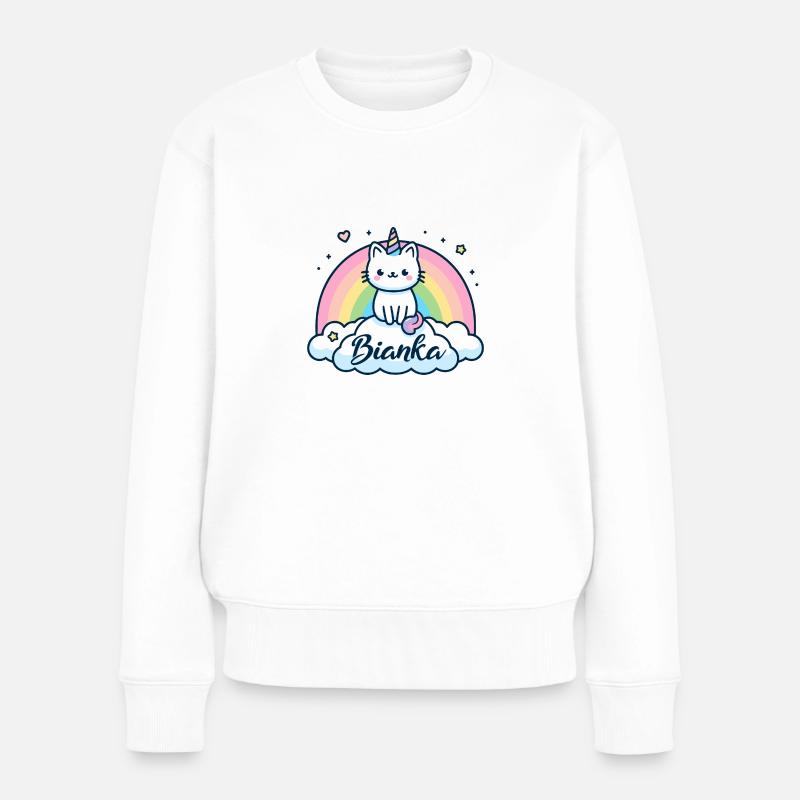 Bianka Name Vorname Einhornkatze - Frauen Premium Bio Pullover - Weiß