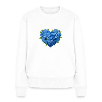 Blue Roses,Blue Rose,Heart,Flower Heart - Women's Premium Organic Jumper - white - Front - Julia (174cm)
