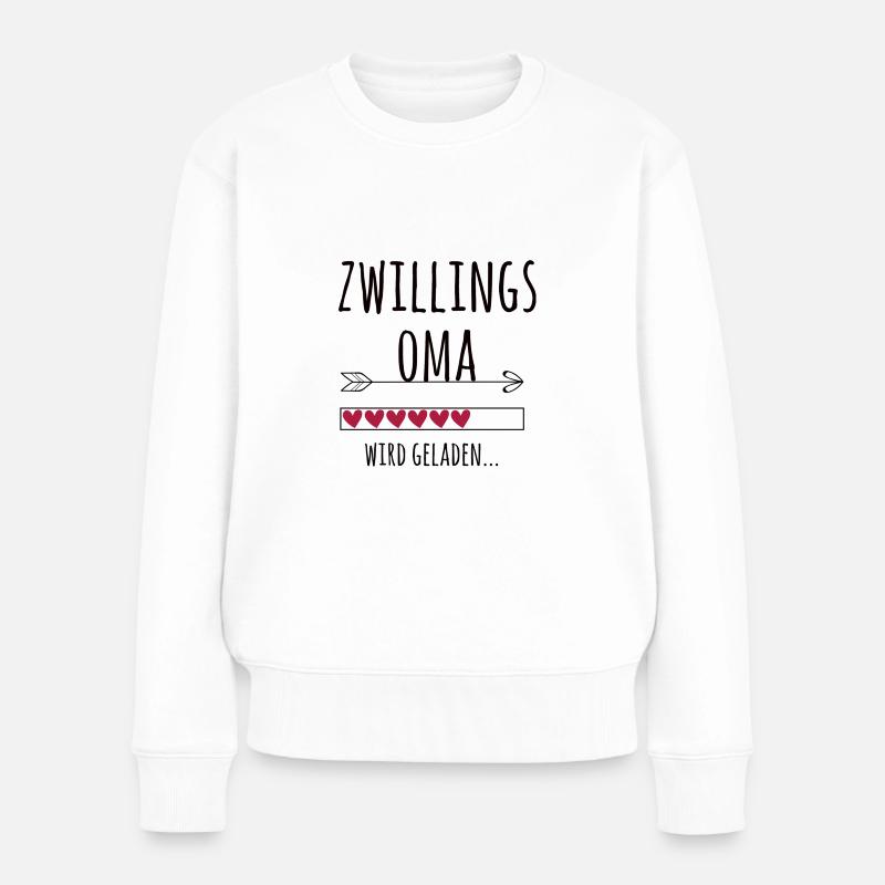werdende Zwillingsoma Schwangerschaft Zwillinge - Frauen Premium Bio Pullover - Weiß