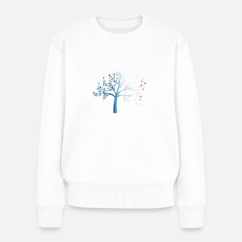 Warming stripes - lose nature / tree - Frauen Premium Bio Pullover - Weiß