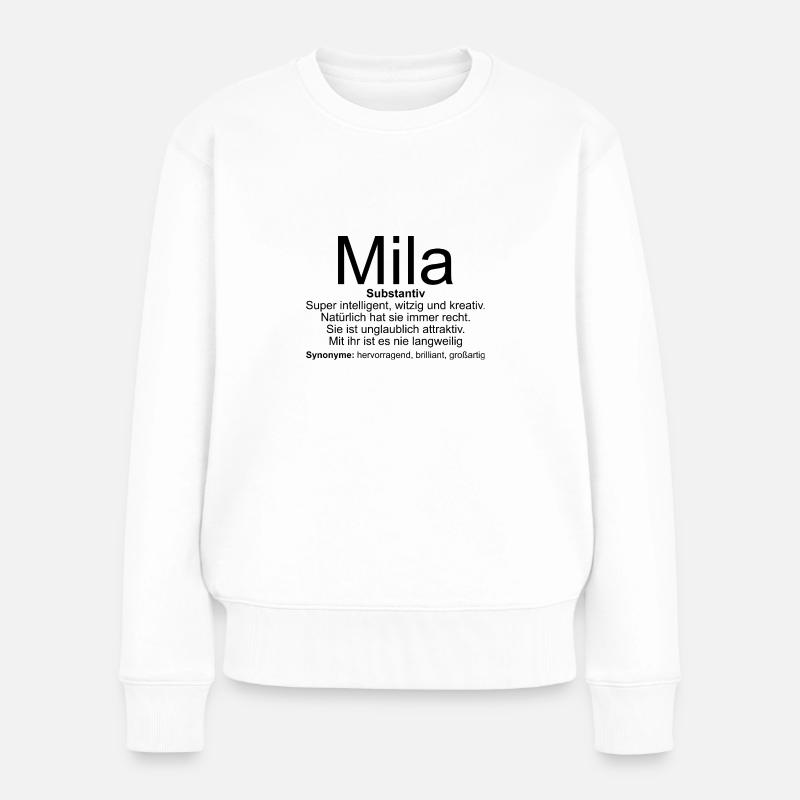 Name Definition Mila - Frauen Premium Bio Pullover - Weiß