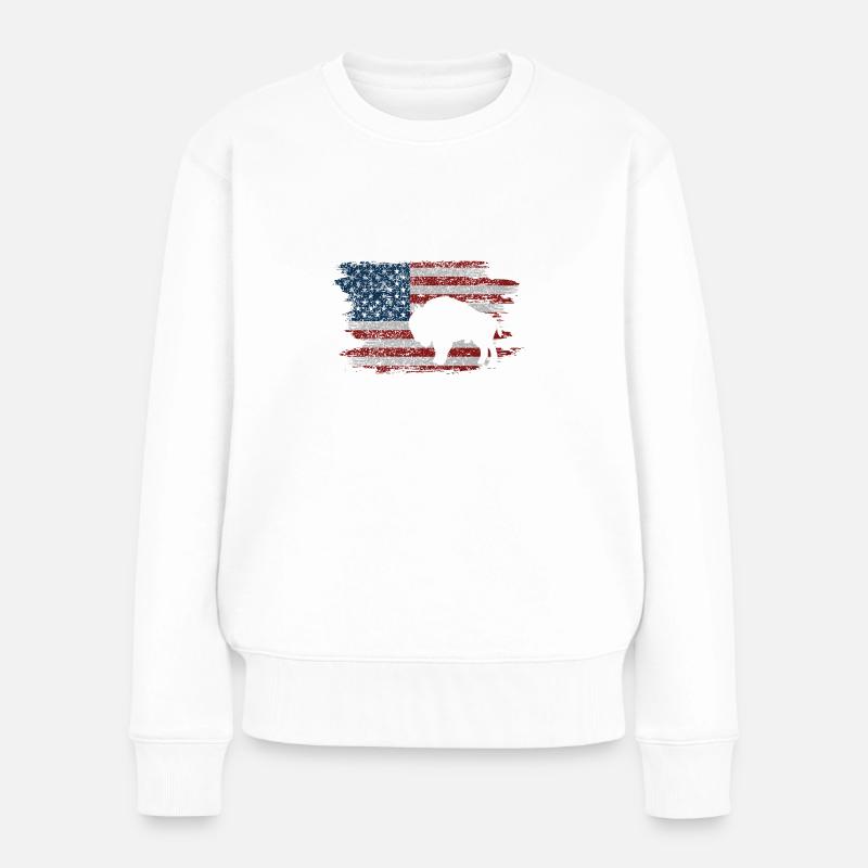 Bison Retro Stiere Büffellove Spruch - Frauen Premium Bio Pullover - Weiß