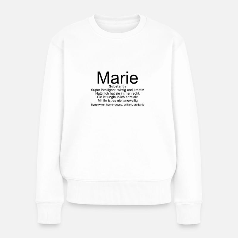 Name Definition Marie - Frauen Premium Bio Pullover - Weiß