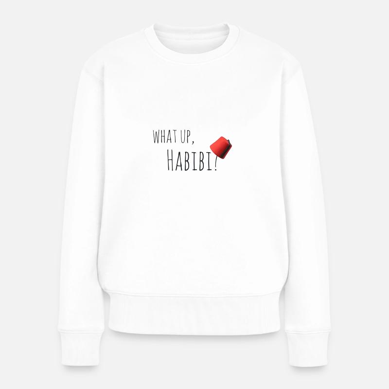 Was geht, Habibi? - Frauen Premium Bio Pullover - Weiß