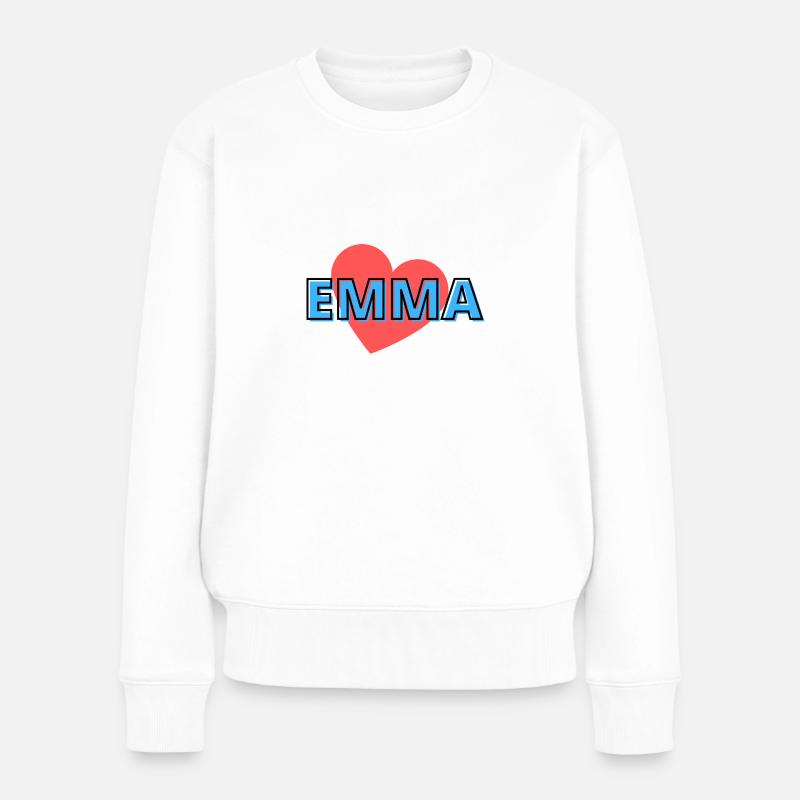 EMMA Name - Frauen Premium Bio Pullover - Weiß