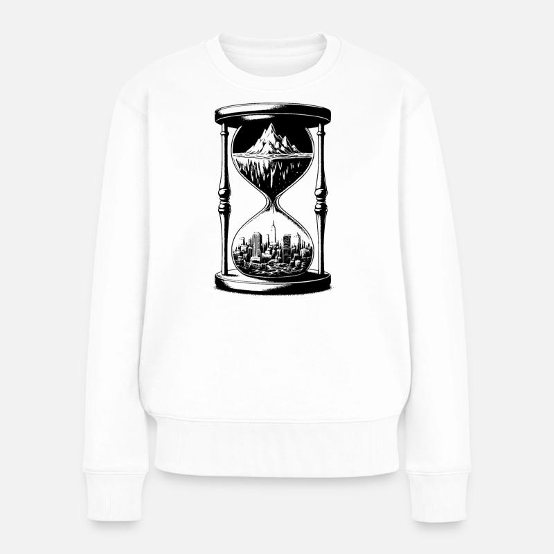 Sanduhr16 - Frauen Premium Bio Pullover - Weiß