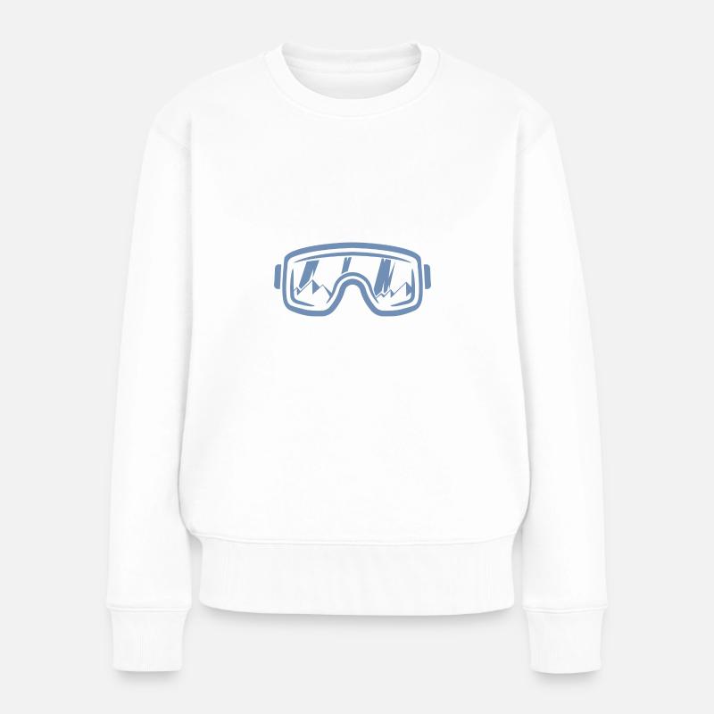 Skibrille Skifahrer Snowboard Berge - Frauen Premium Bio Pullover - Weiß