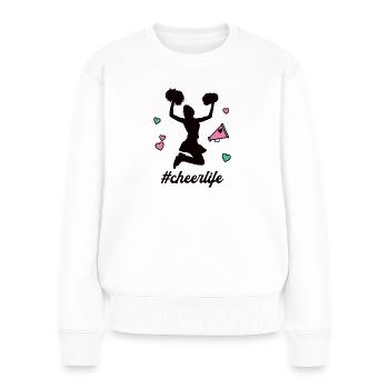 #Cheerlife Cheerleader Cheerleading Cheerleaderin - Frauen Premium Bio Pullover - Weiß - Vorne - Julia (174cm)