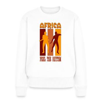 Afrika - Feel The Rhythm - Frauen Premium Bio Pullover - Weiß - Vorne - Julia (174cm)