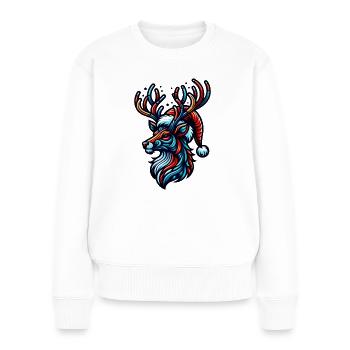 Chapeau de Noël cerf - Pull Premium bio Femme - blanc - Devant - Julia (174cm)