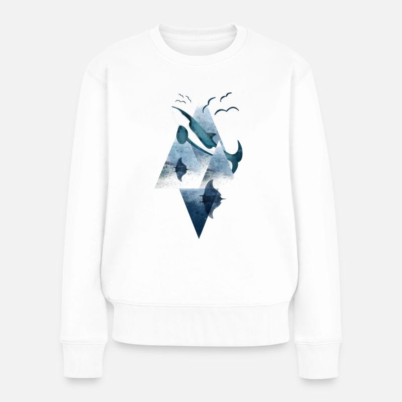 Deep and Light Blue Sea - Frauen Premium Bio Pullover - Weiß