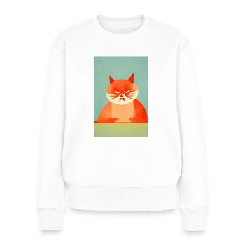 Angry Cat Retro - Frauen Premium Bio Pullover - Weiß - Vorne - Julia (174cm)