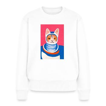 Belka Cat Space Retro - Women's Premium Organic Jumper - white - Front - Julia (174cm)