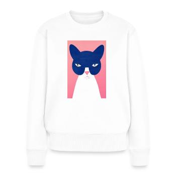 Gangsta Cat Retro - Women's Premium Organic Jumper - white - Front - Julia (174cm)