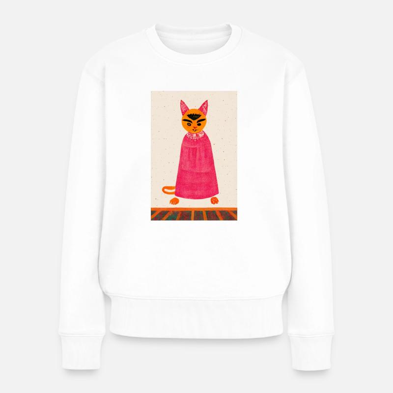 Chat Espagnol Rouge Rétro - Pull Premium bio Femme - blanc