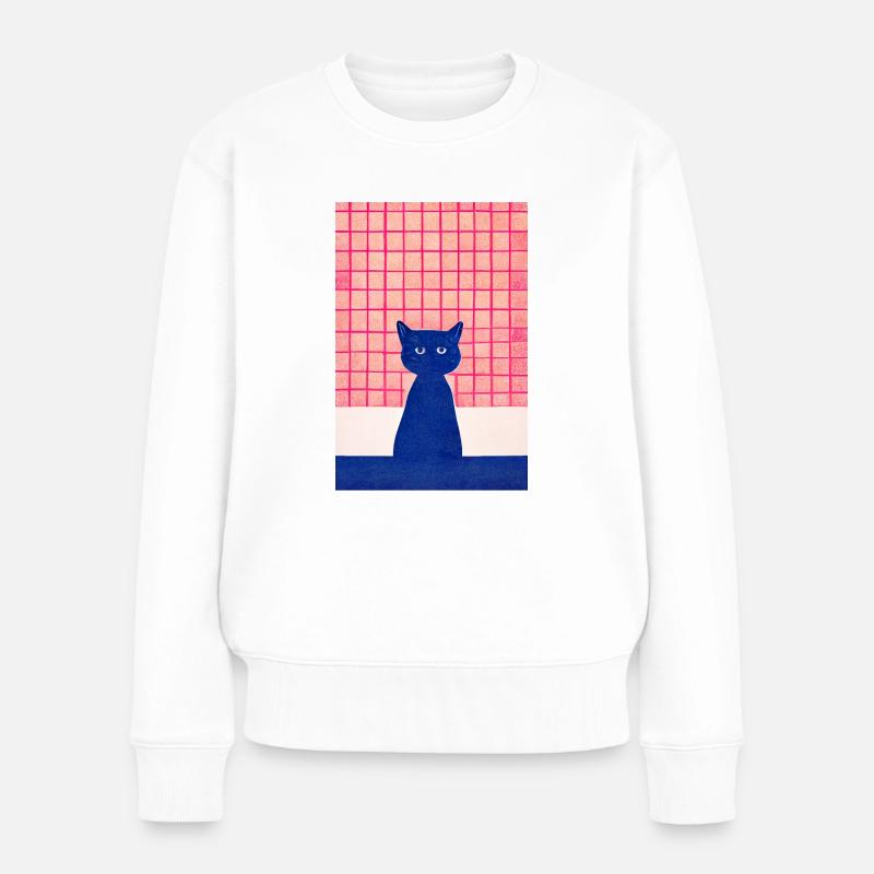 Metro Cat Retro - Frauen Premium Bio Pullover - Weiß
