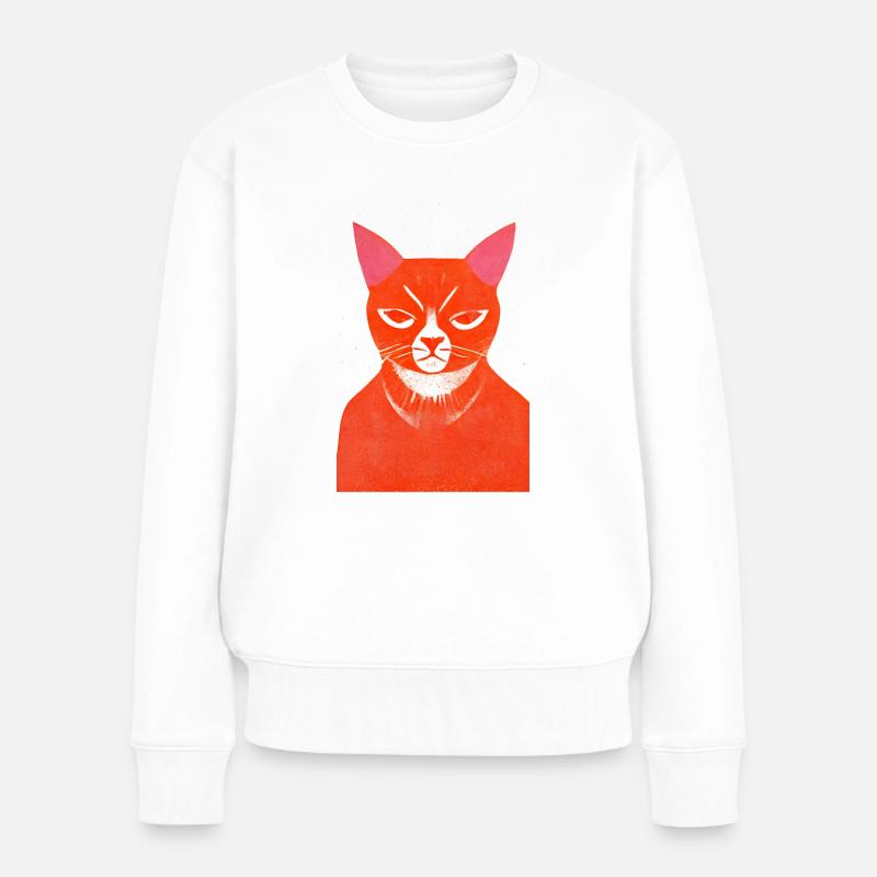 Orange Outlaw Cat Retro - Frauen Premium Bio Pullover - Weiß