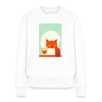 Homebar Chat Rétro - Pull Premium bio Femme - blanc - Devant - Julia (174cm)