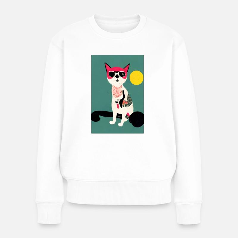 Mauerpark Cat Rétro - Pull Premium bio Femme - blanc