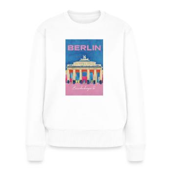 Porte de Brandebourg Berlin Affiche de voyage Rétro - Pull Premium bio Femme - blanc - Devant - Julia (174cm)