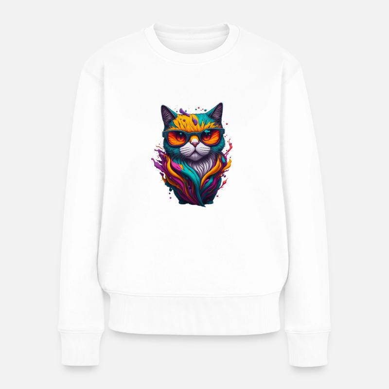 Chat 5 - Pull Premium bio Femme - blanc
