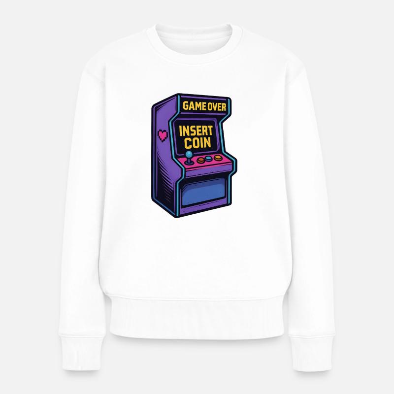 Insert Coin – Retro Arcade Vibes - Frauen Premium Bio Pullover - Weiß