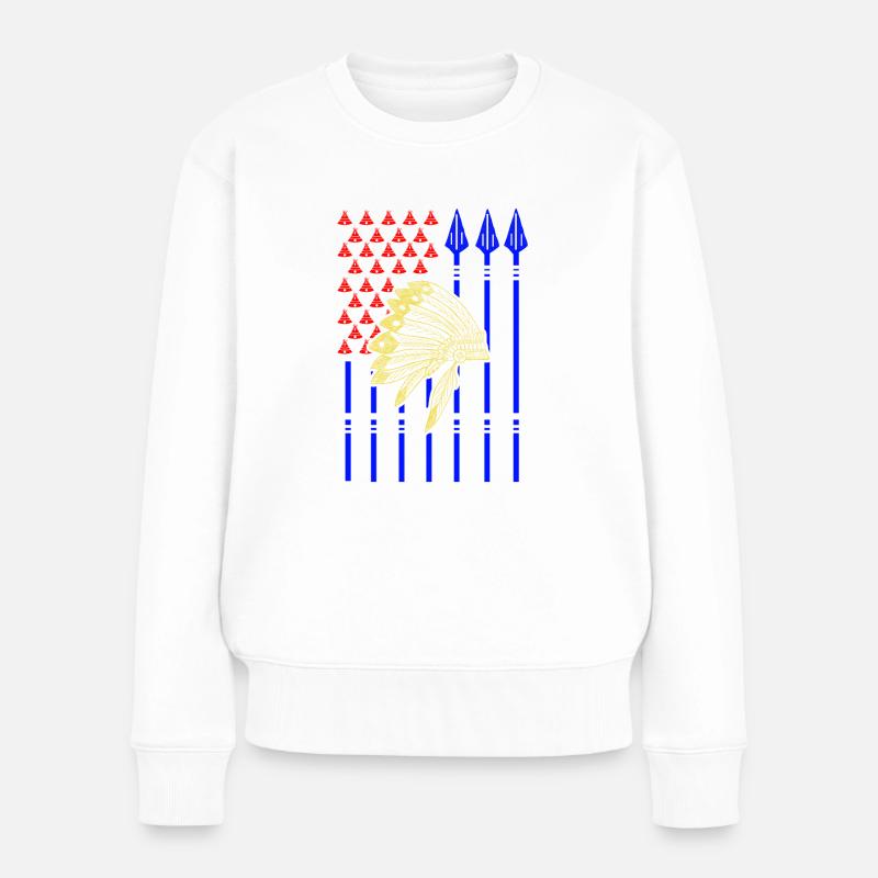 États-Unis amérindien avec le drapeau - Pull Premium bio Femme - blanc