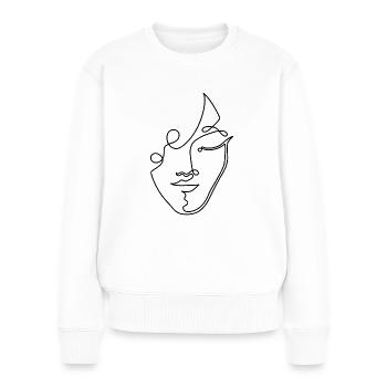 LineArt Frauengesicht - Frauen Premium Bio Pullover - Weiß - Vorne - Julia (174cm)