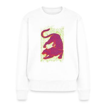 Jaguar in Magenta - Frauen Premium Bio Pullover - Weiß - Vorne - Julia (174cm)